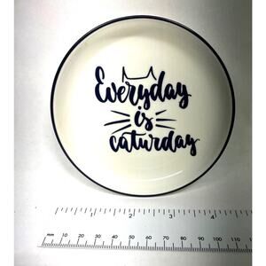 Cat Lady Box Dish - Everyday is Caturday Trinket, Desk Dish Plate Ceramic 4.5"